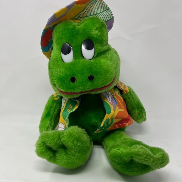 romi toys Other - Vintage Frog Plush Romi Toy Inc 1988 Large Stuffed Animal Floral Outfit